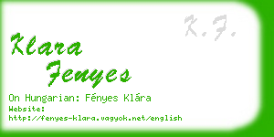klara fenyes business card